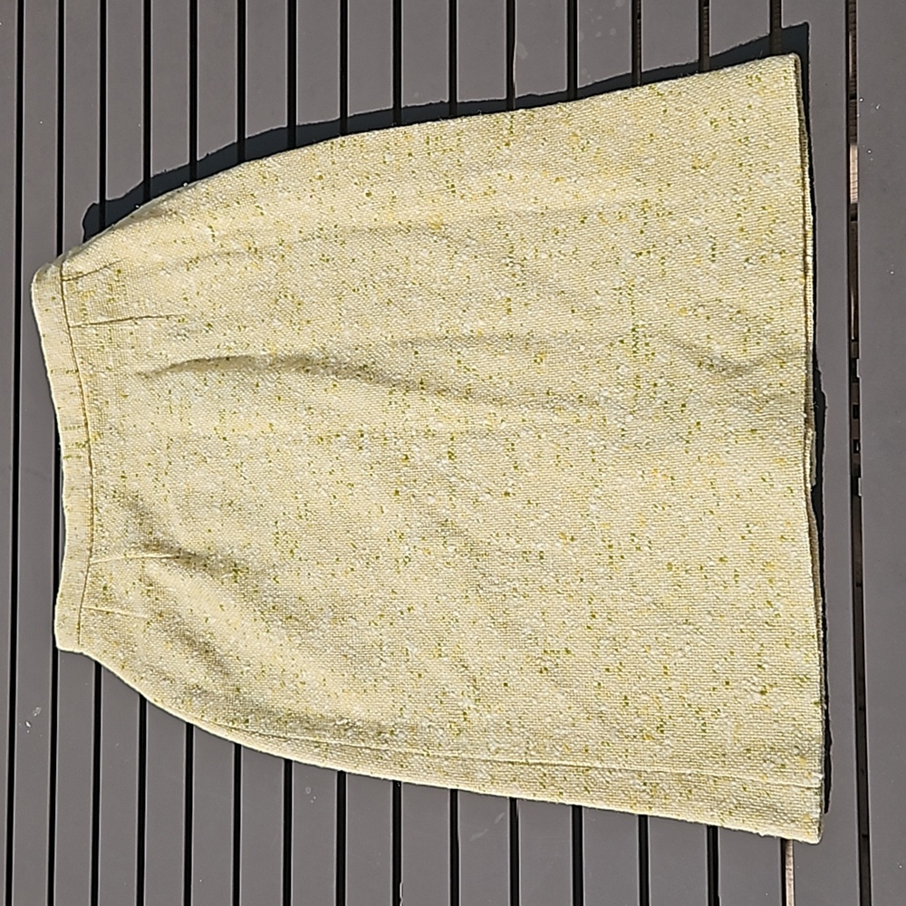 VINTAGE PENDLETON SKIRT 100% Wool yellow green 12 Pleated